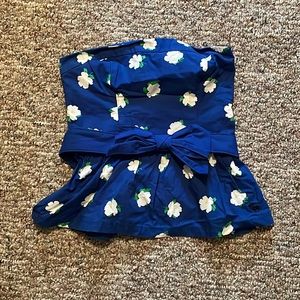 Peplum Floral Strapless Top Coquette Twee